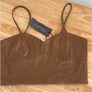 San Souchi Tan Faux Leather Crop Top